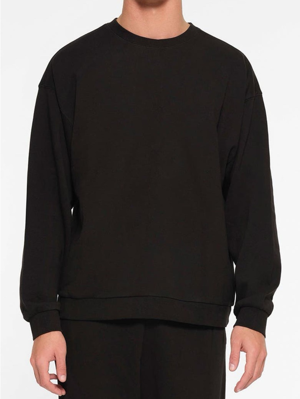 Skims Oversize Black Cotton Crewneck Sweatshirt - Classic Pullover